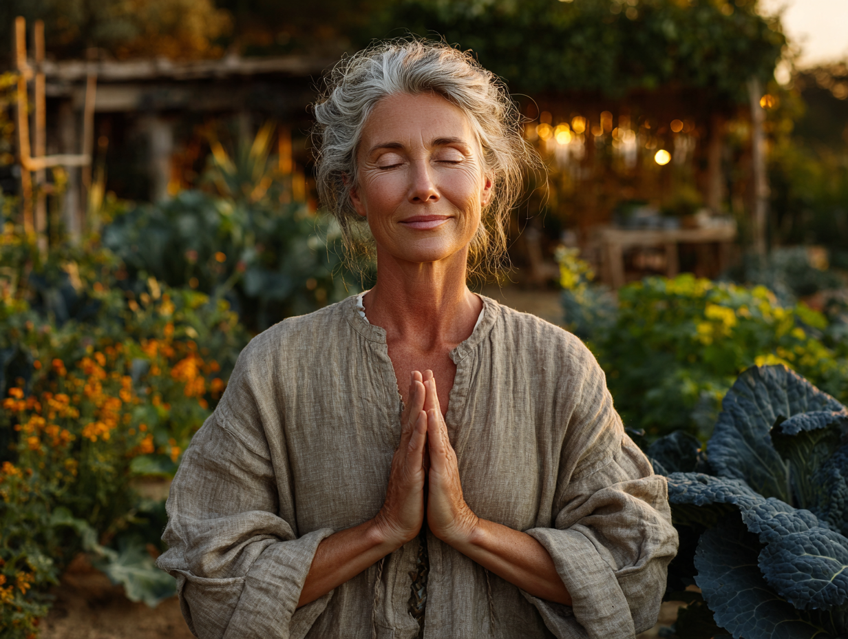 Старша людина з здоровою шкірою та натуральними продуктами